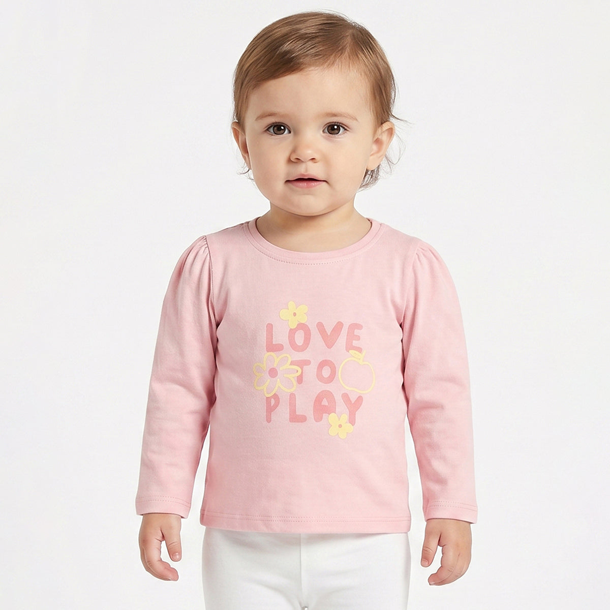 Baby Girls Pink Cotton Graphic T-Shirt Regular Fit Casual Top