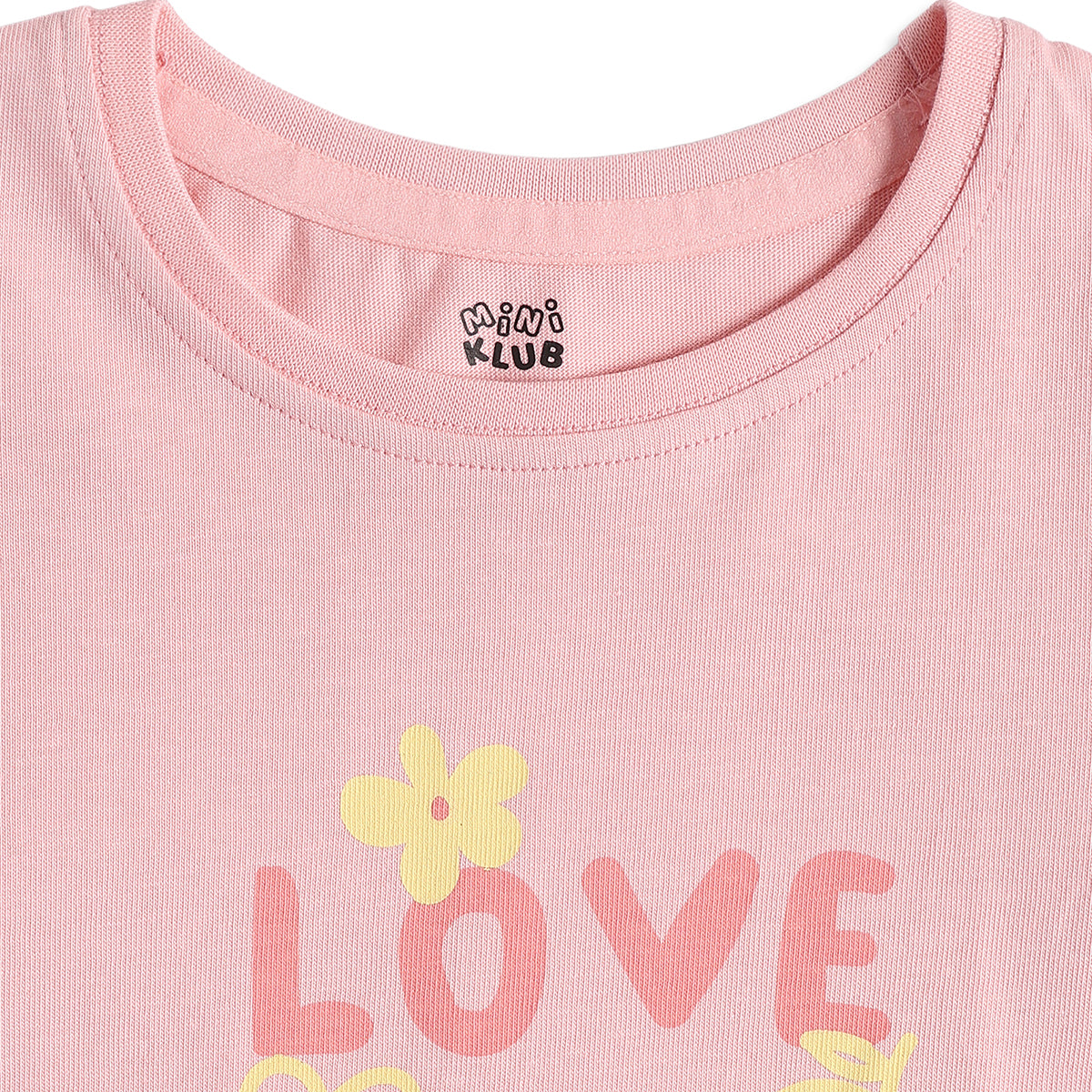 Baby Girls Pink Cotton Graphic T-Shirt Regular Fit Casual Top
