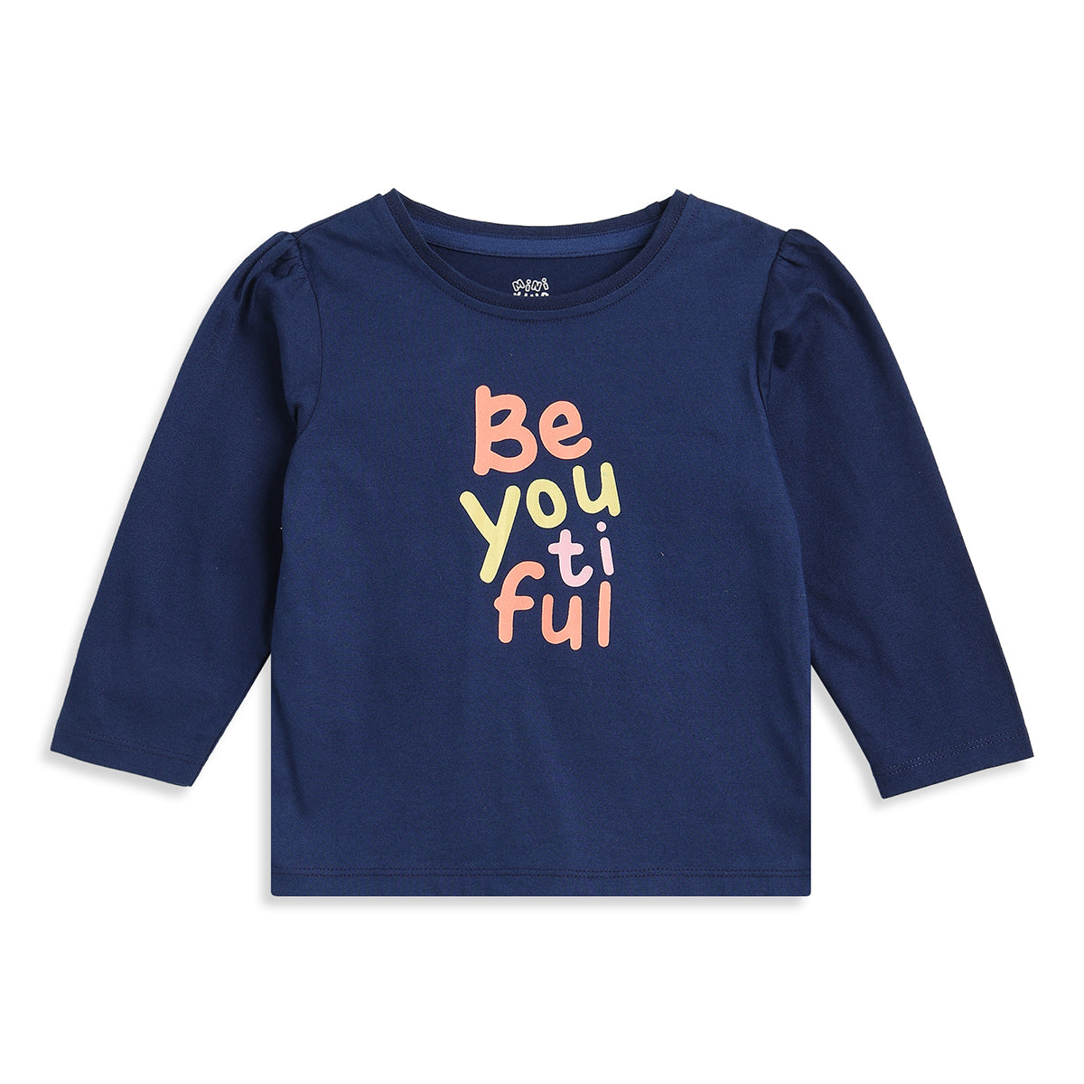 Baby Girls Navy Blue Cotton Graphic T-Shirt Regular Fit Casual Top