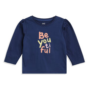 Baby Girls Navy Blue Cotton Graphic T-Shirt Regular Fit Casual Top