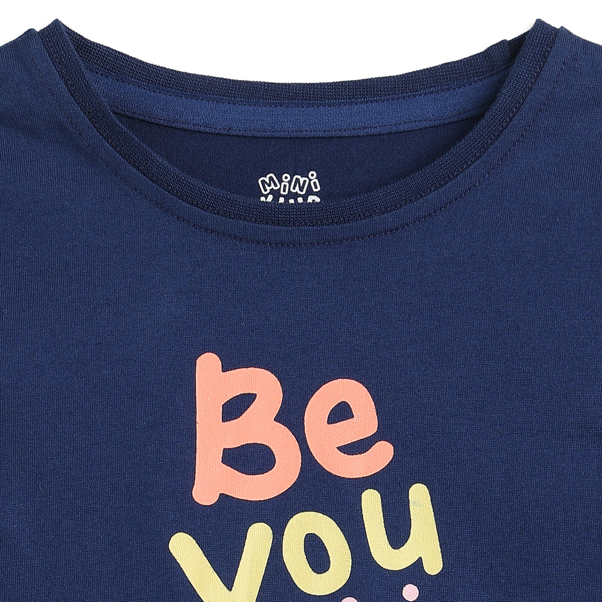 Baby Girls Navy Blue Cotton Graphic T-Shirt Regular Fit Casual Top