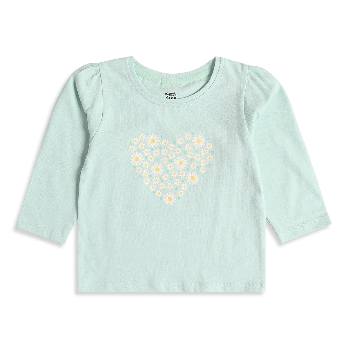 Baby Girls Mint Green Cotton Graphic T-Shirt Regular Fit Casual Top
