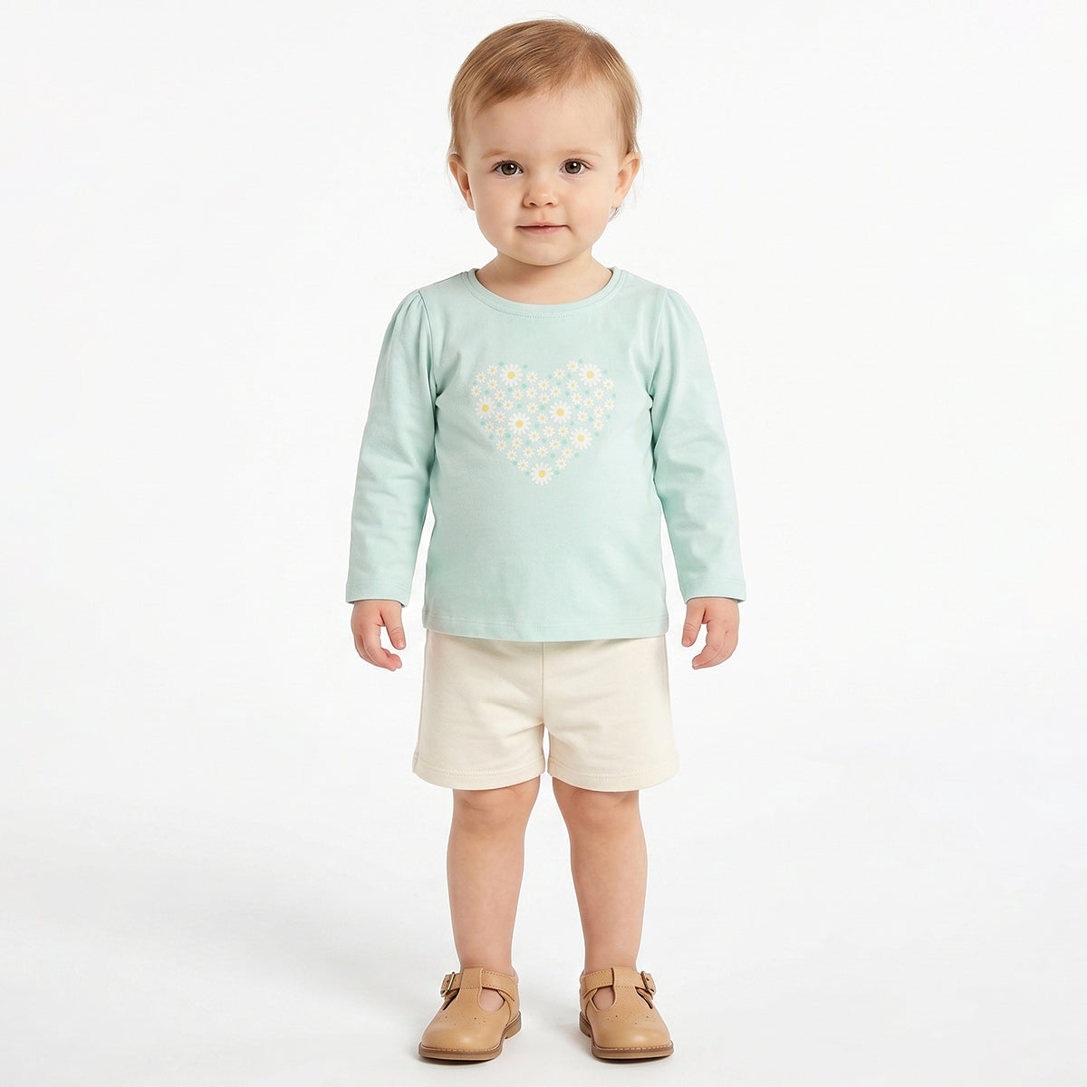 Baby Girls Mint Green Cotton Graphic T-Shirt Regular Fit Casual Top