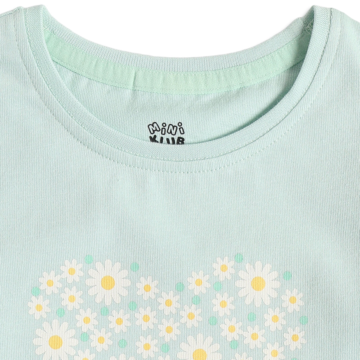 Baby Girls Mint Green Cotton Graphic T-Shirt Regular Fit Casual Top