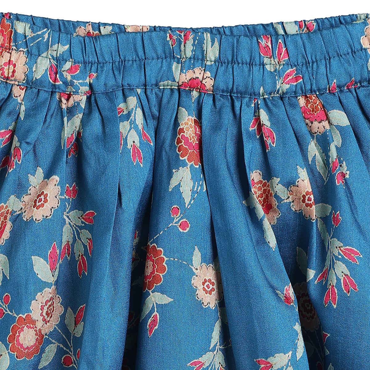 Baby Girls Blue Floral Printed Kurti Skirt And Dupatta Set Regular Fit Ethnic Wear