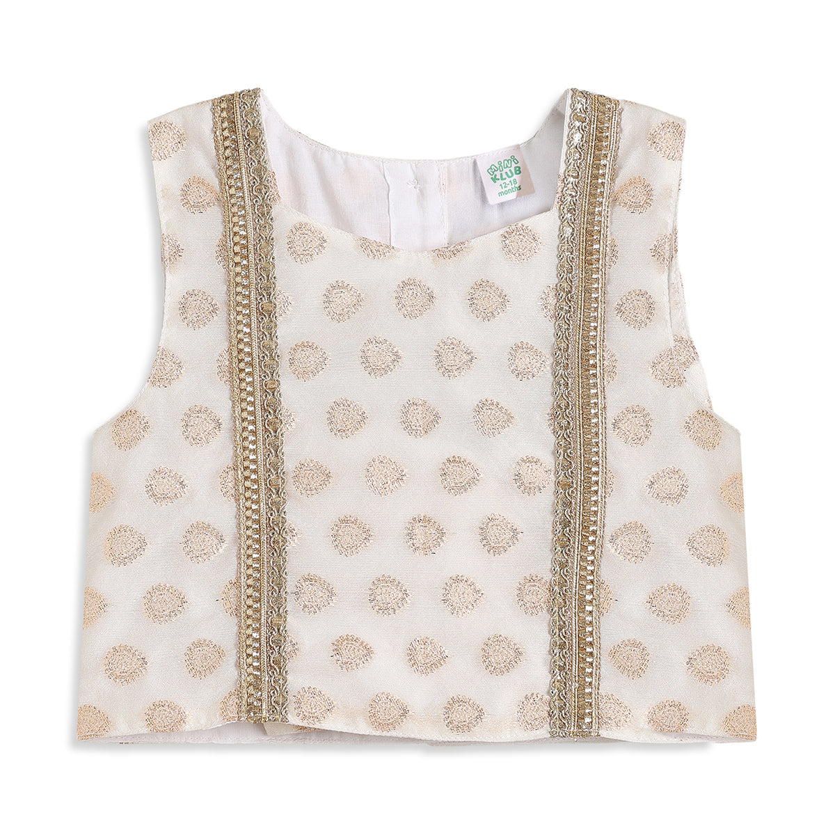 Baby Girls Off White and Gold Silk Blend Lehenga Set Festive Ethnic