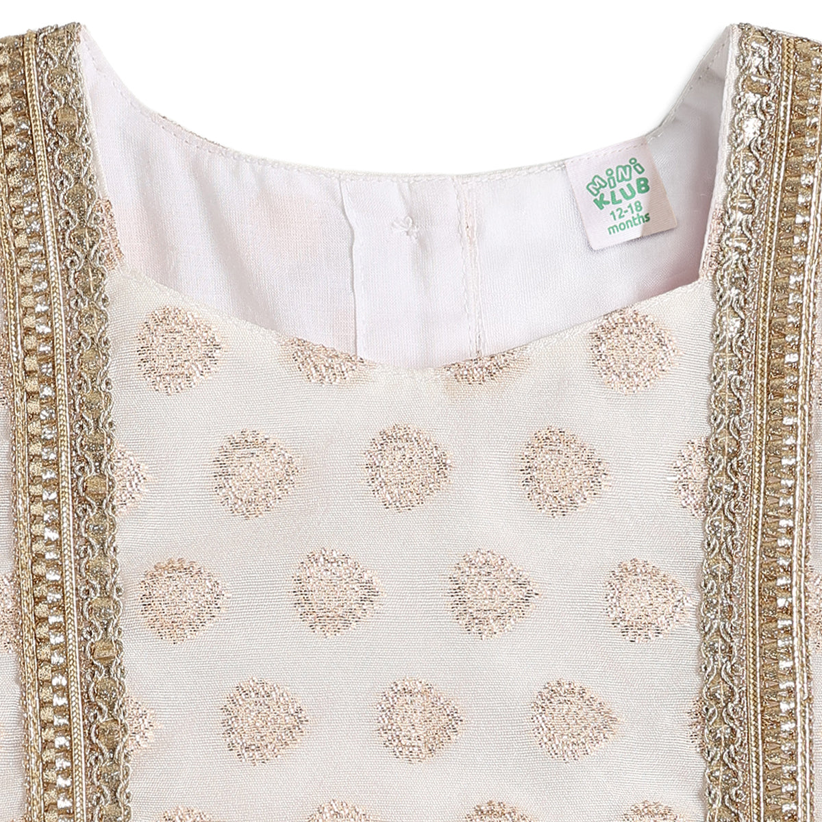 Baby Girls Off White and Gold Silk Blend Lehenga Set Festive Ethnic