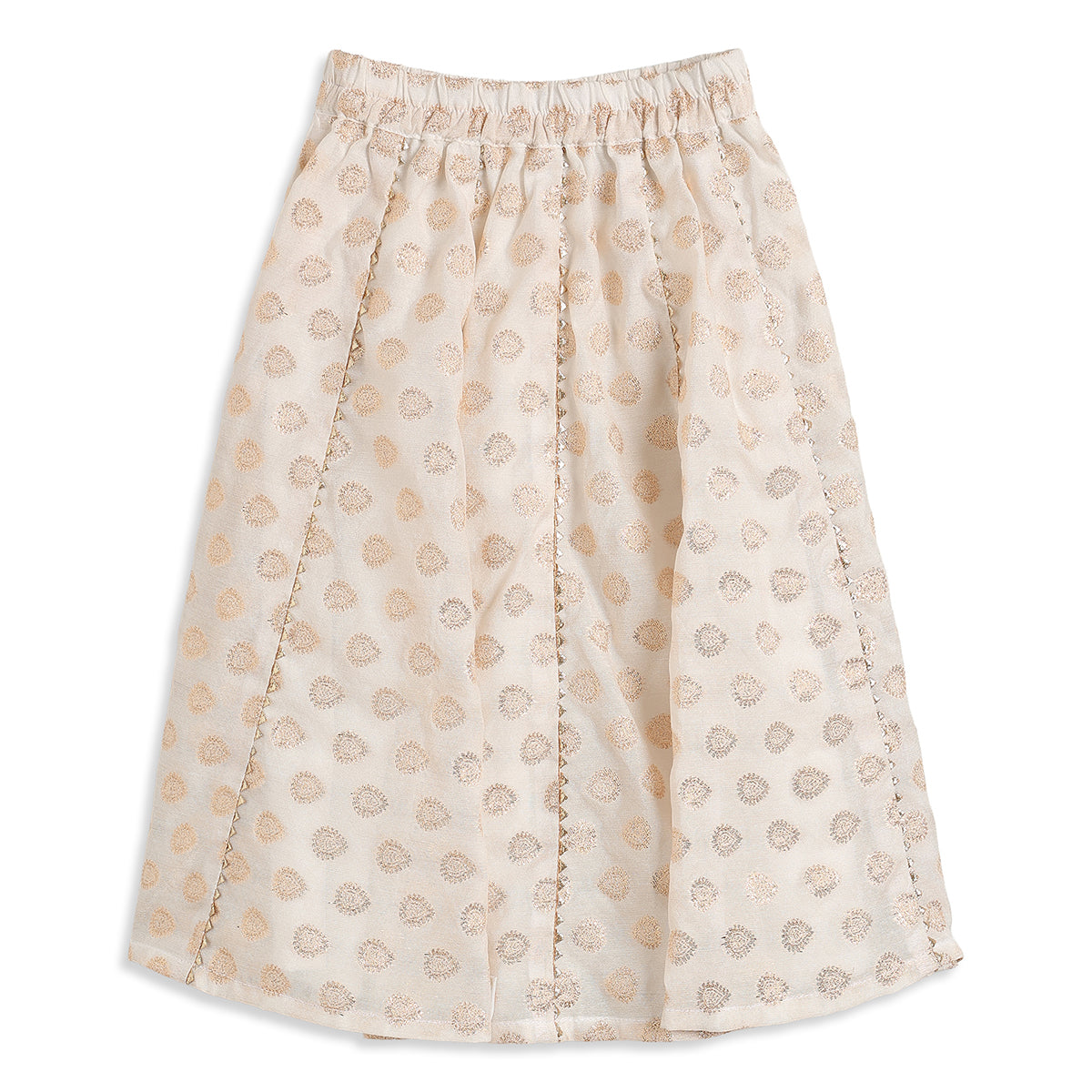 Baby Girls Off White and Gold Silk Blend Lehenga Set Festive Ethnic