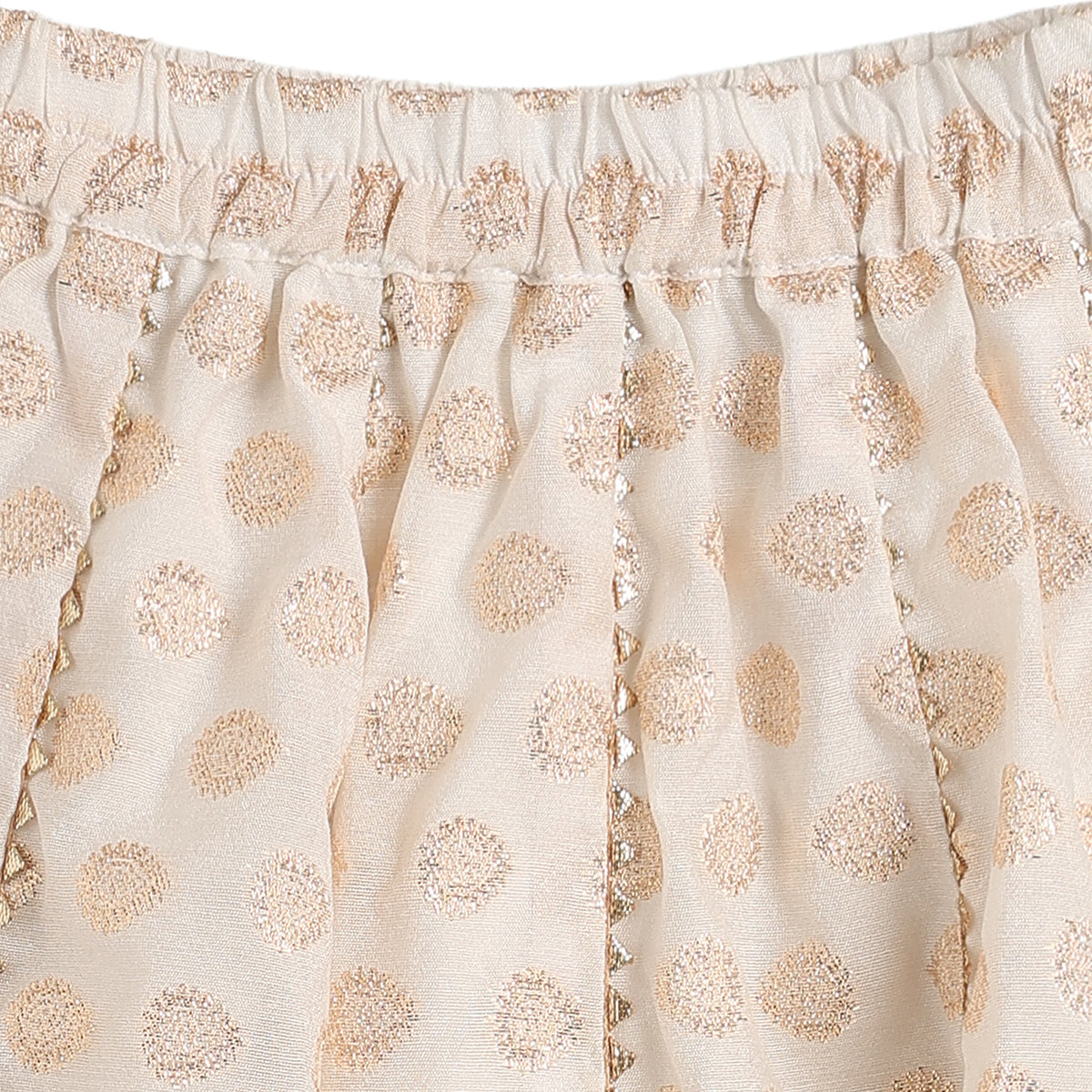 Baby Girls Off White and Gold Silk Blend Lehenga Set Festive Ethnic