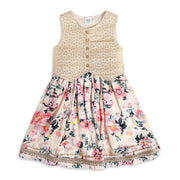 Baby Girls Beige Pink and Gold Woven Lehenga Set Regular Fit Festive Kids Ethnic Wear