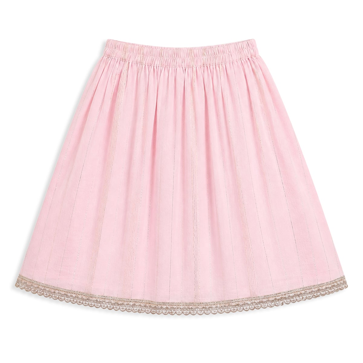 Baby Girls Pink and Gold Woven Lehenga Set Regular Fit Festive Kids Ethnic Wear