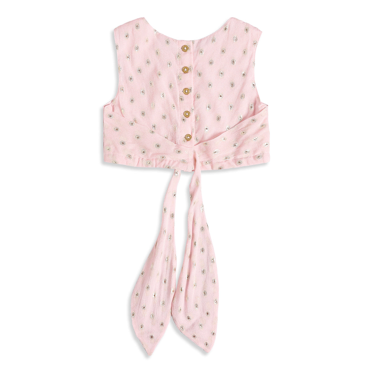 Baby Girls Pink and Gold Woven Lehenga Set Regular Fit Festive Kids Ethnic Wear