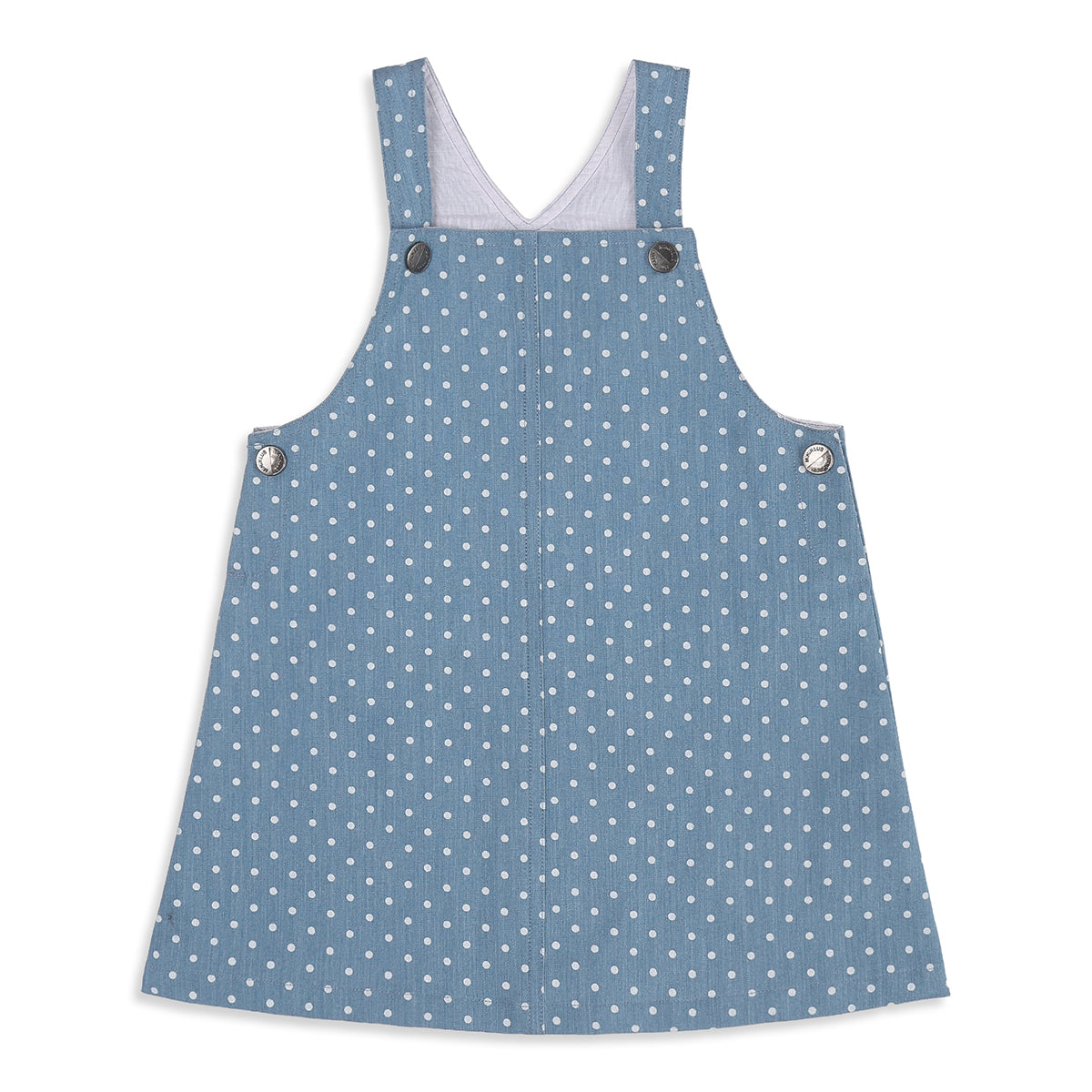Baby Girls Blue and Pink Cotton Polka Dot Pinny Set Regular Fit