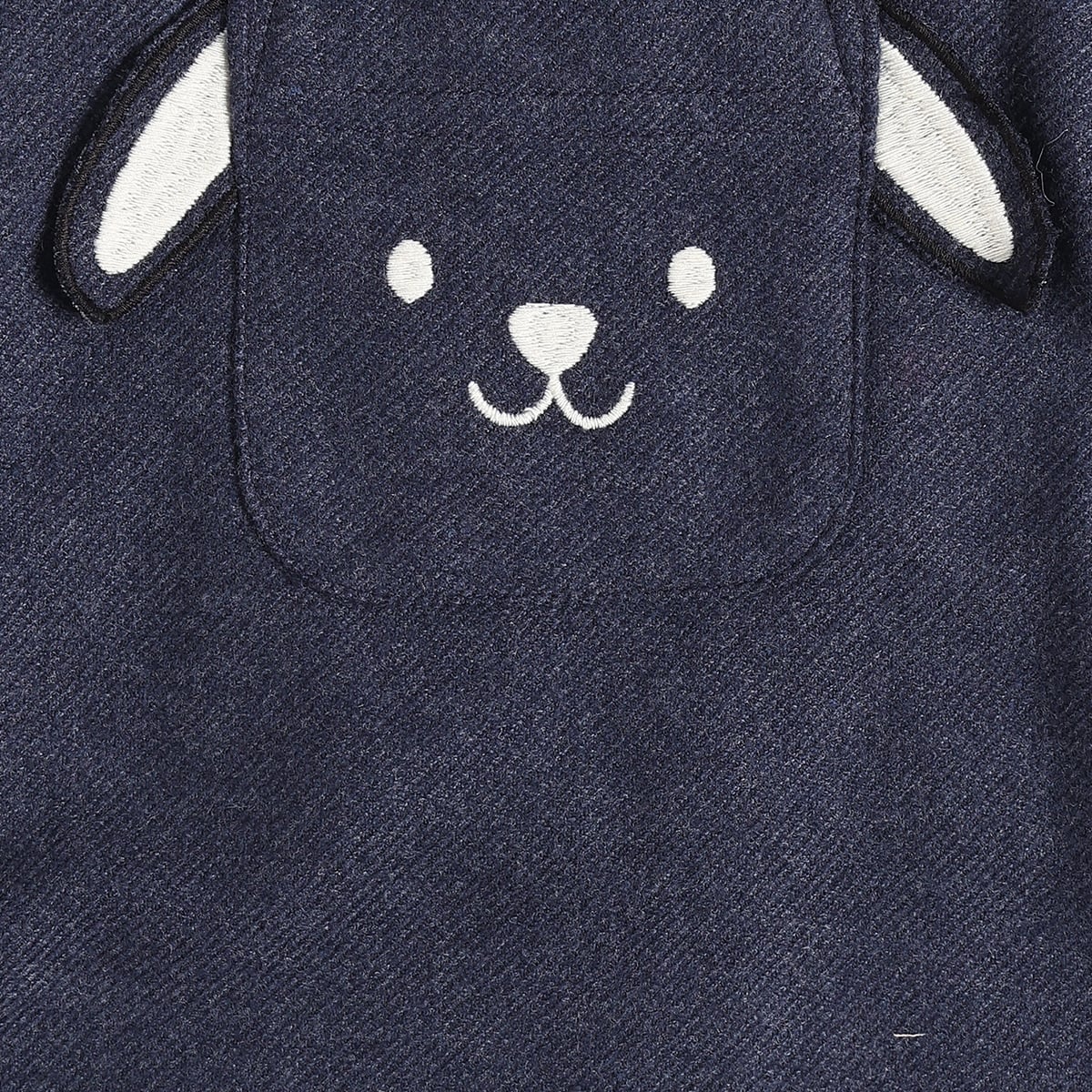 Baby Girls Navy Blue and White Cotton Bunny Embroidered Pinny Set Regular Fit Casual Wear