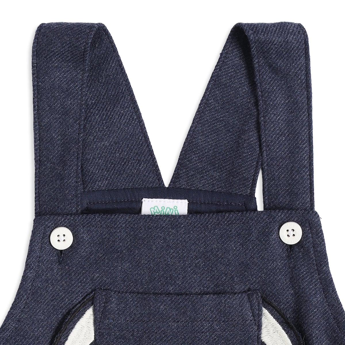 Baby Girls Navy Blue and White Cotton Bunny Embroidered Pinny Set Regular Fit Casual Wear