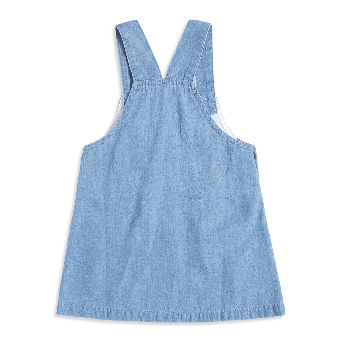 Baby Girls Light Blue and White Cotton Dog Embroidered Pinny Set Regular Fit Casual Wear