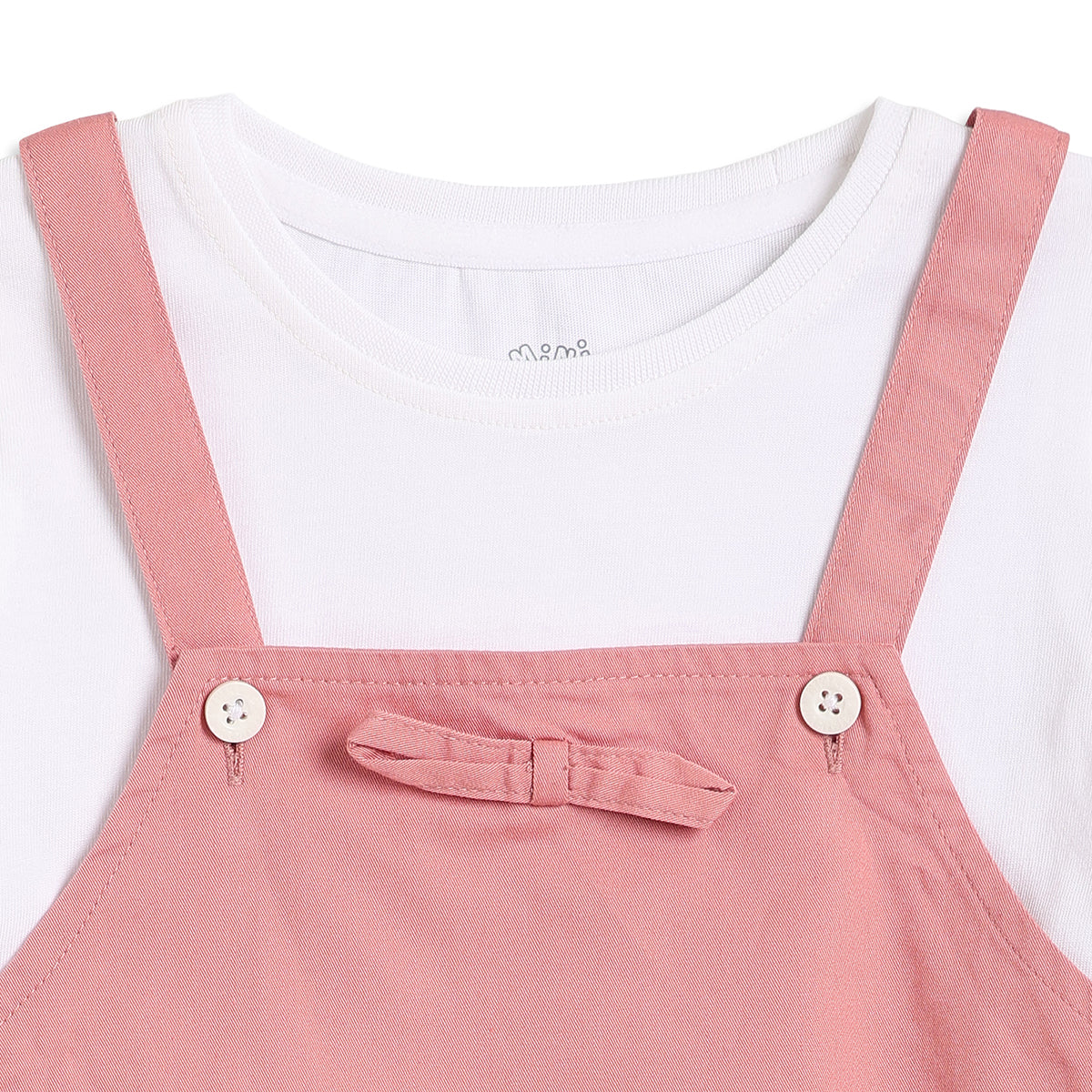 Baby Girls Coral Cotton Pinny Set Regular Fit Casual Wear