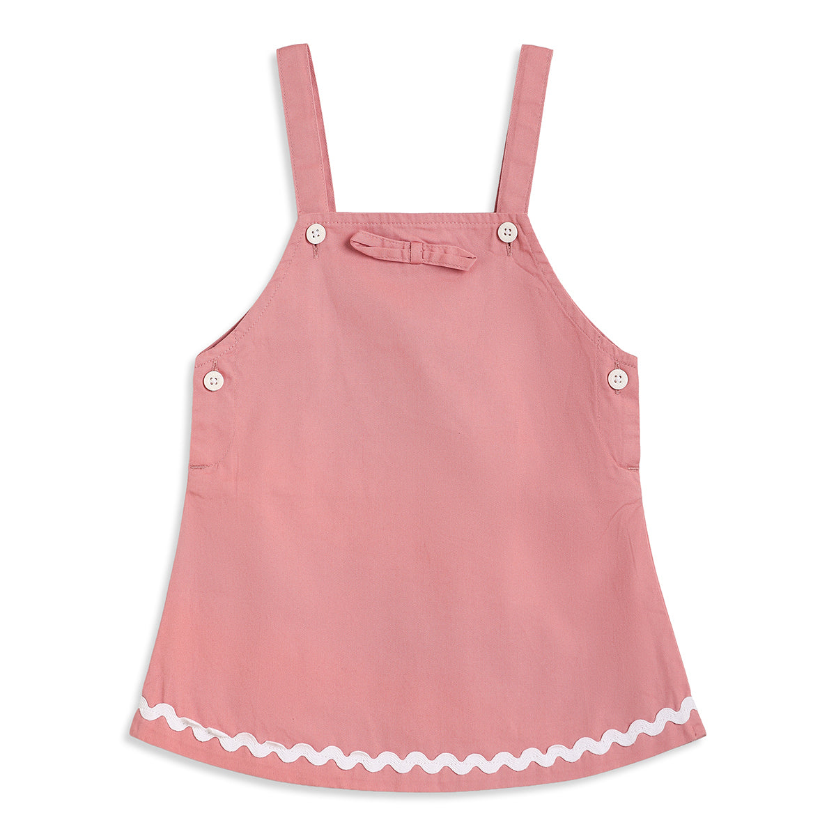 Baby Girls Coral Cotton Pinny Set Regular Fit Casual Wear