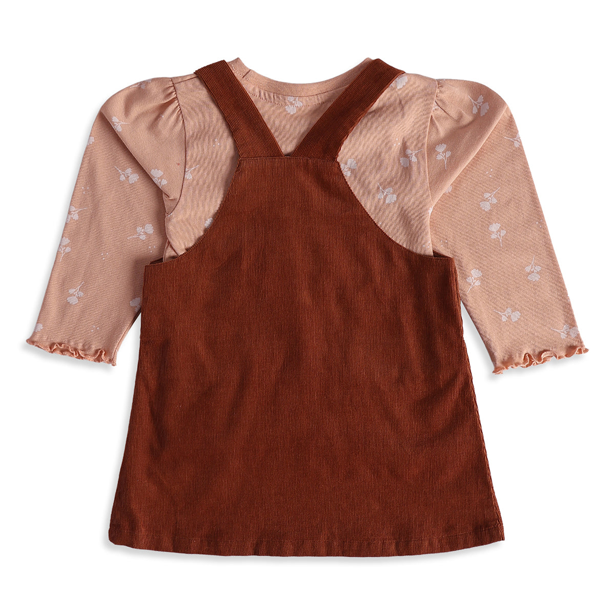 Baby Girls Rust Corduroy Pinny Set Regular Fit Casual Wear