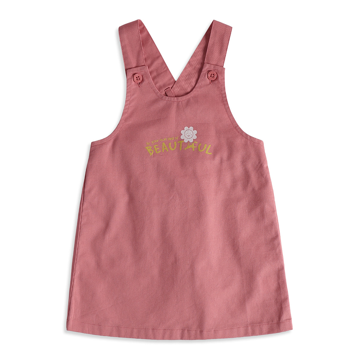 Baby Girls Pink Yellow Cotton Pinny Set Regular Fit Casual Wear