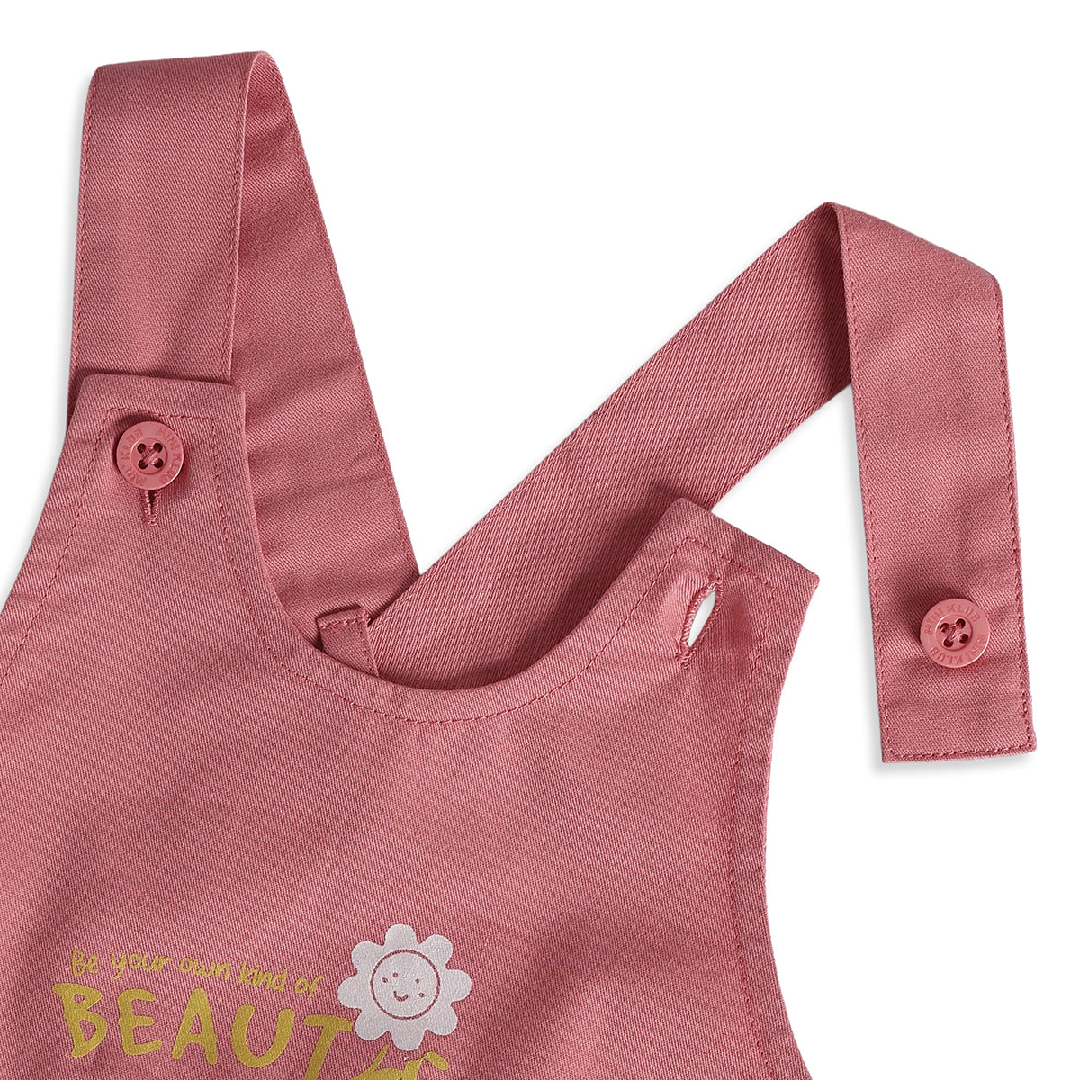Baby Girls Pink Yellow Cotton Pinny Set Regular Fit Casual Wear