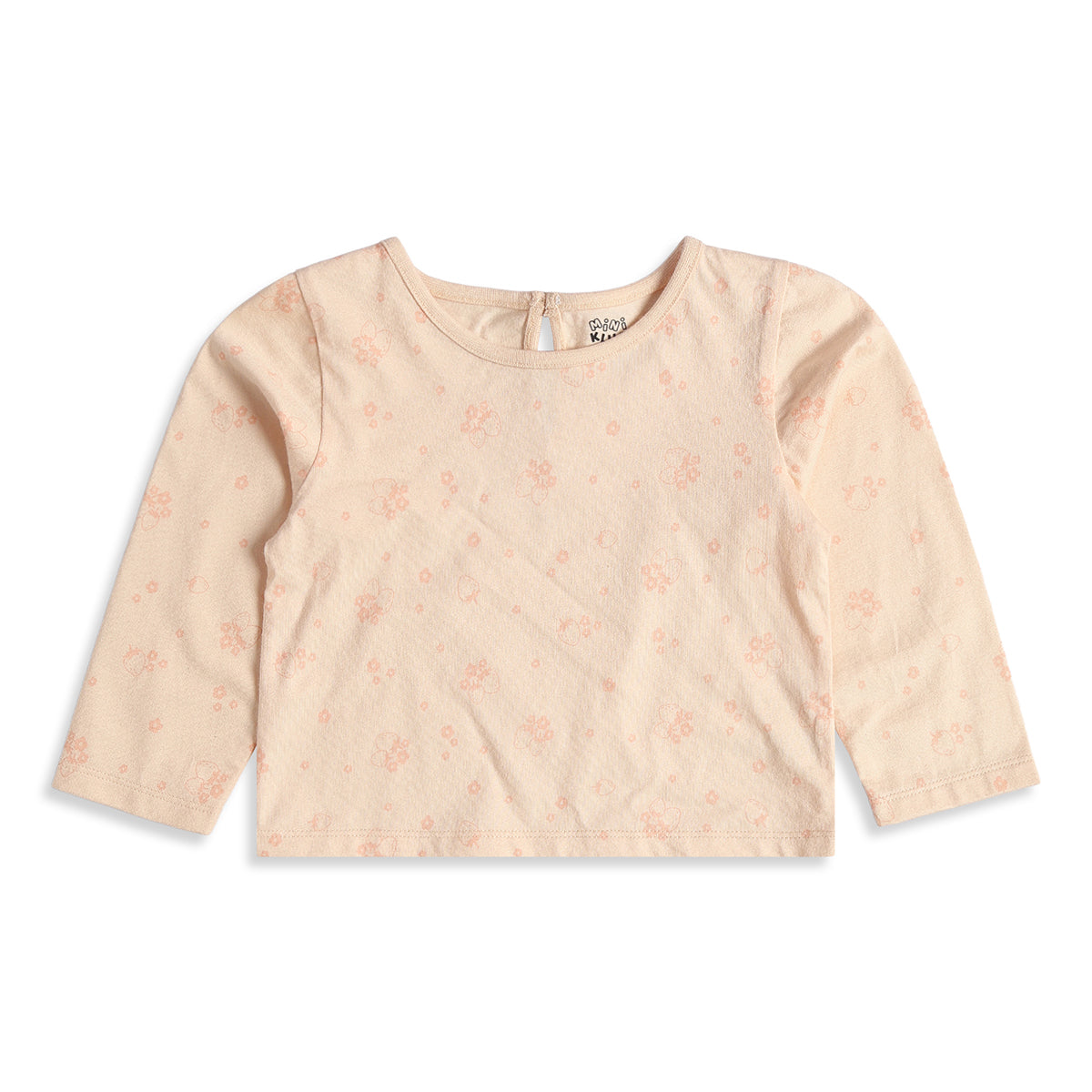 Baby Girls Peach Corduroy Pinafore Dress with Printed Full Sleeves T-Shirt Casual Outfit Set