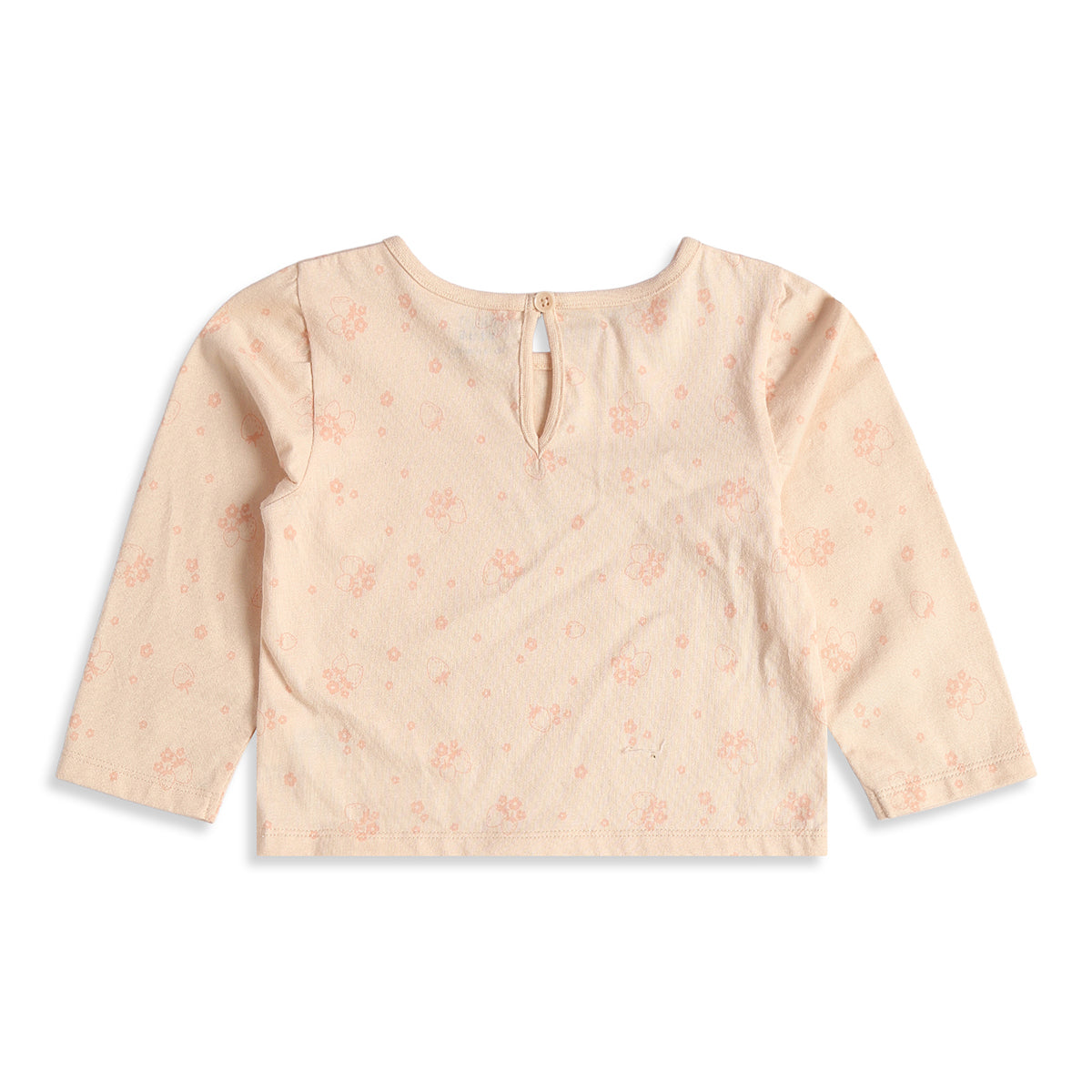 Baby Girls Peach Corduroy Pinafore Dress with Printed Full Sleeves T-Shirt Casual Outfit Set