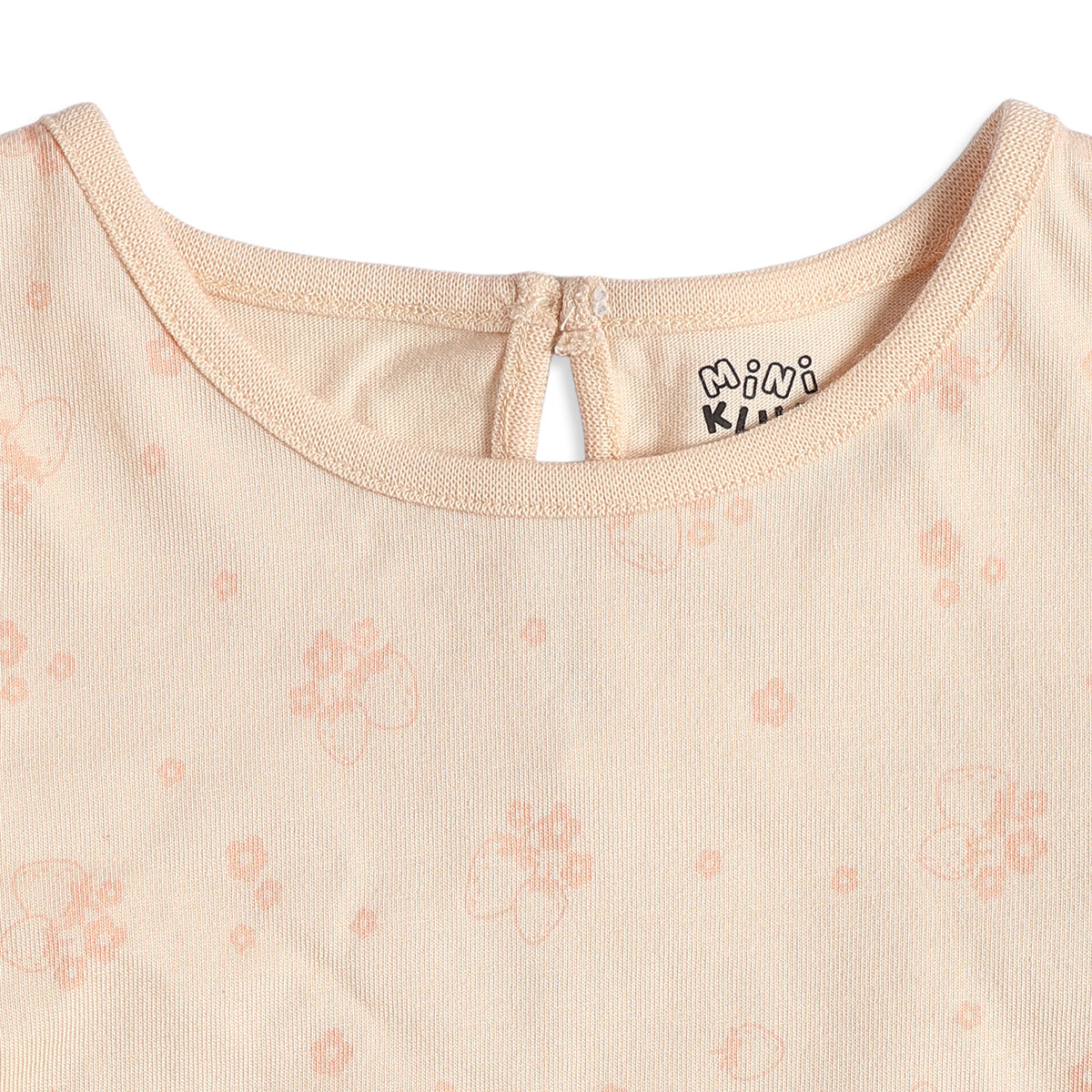 Baby Girls Peach Corduroy Pinafore Dress with Printed Full Sleeves T-Shirt Casual Outfit Set