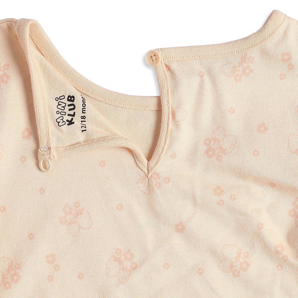 Baby Girls Peach Corduroy Pinafore Dress with Printed Full Sleeves T-Shirt Casual Outfit Set