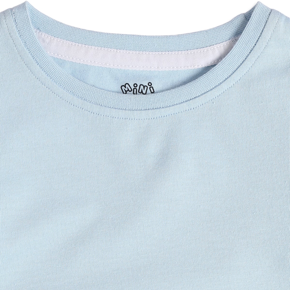 Baby Girls Light Blue And Off-White Cotton Floral Embroidered Top And Pinny Dress Set Casual Wear