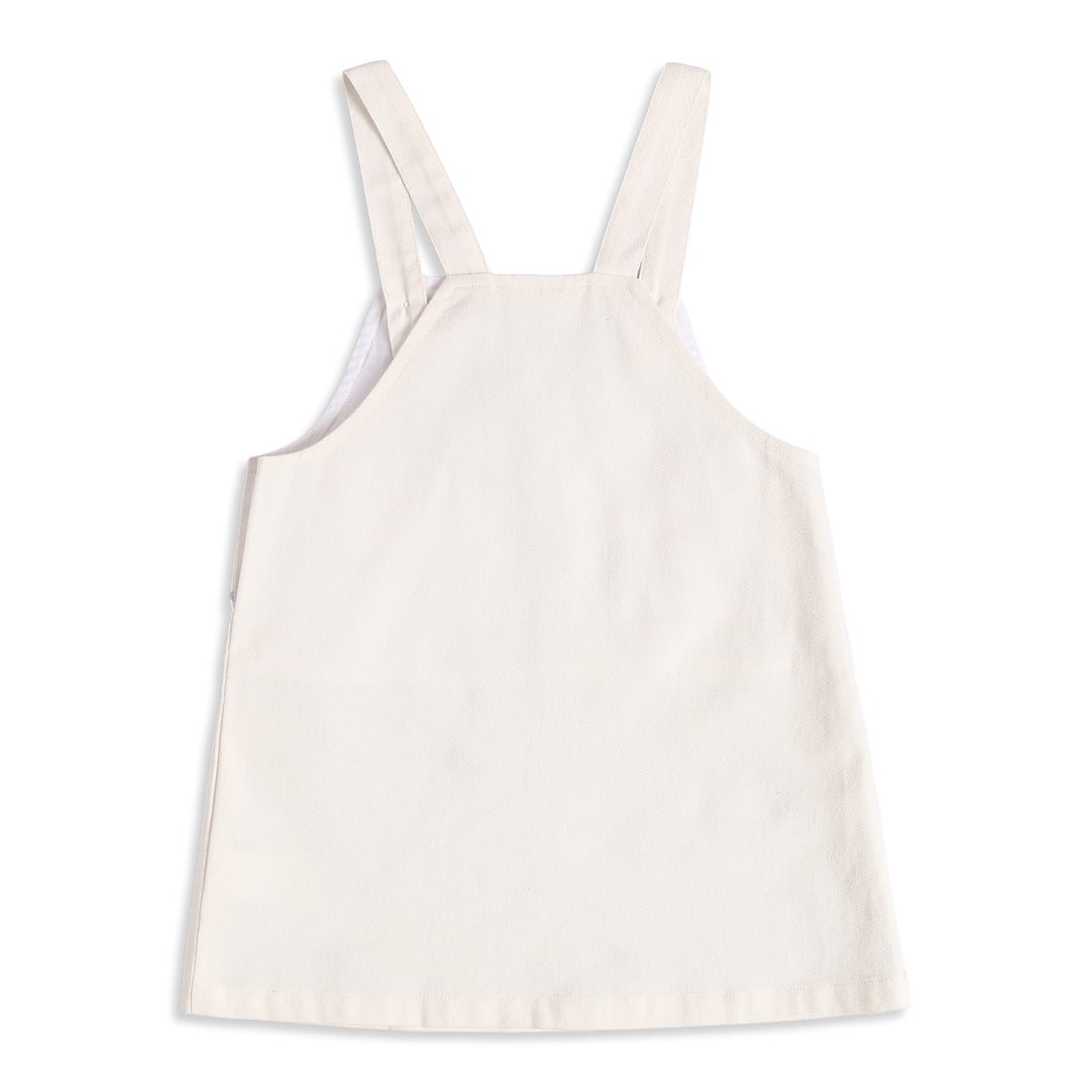 Baby Girls Light Blue And Off-White Cotton Floral Embroidered Top And Pinny Dress Set Casual Wear