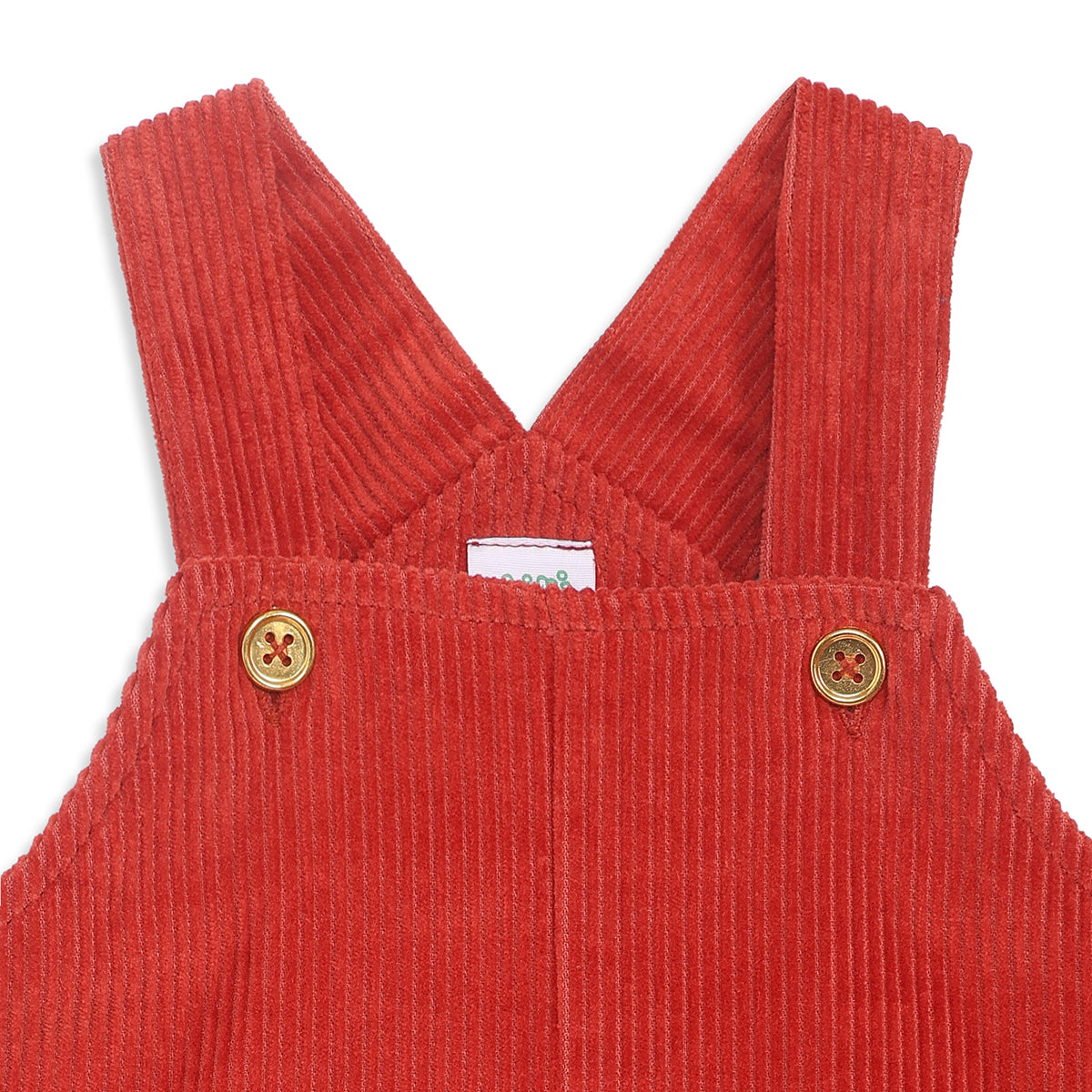Baby Girls Red Corduroy Pinny Dress with White T-Shirt Casual Outfit Set