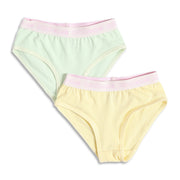 Baby Girls Solid Briefs Pack of 2, Mint Green and Yellow