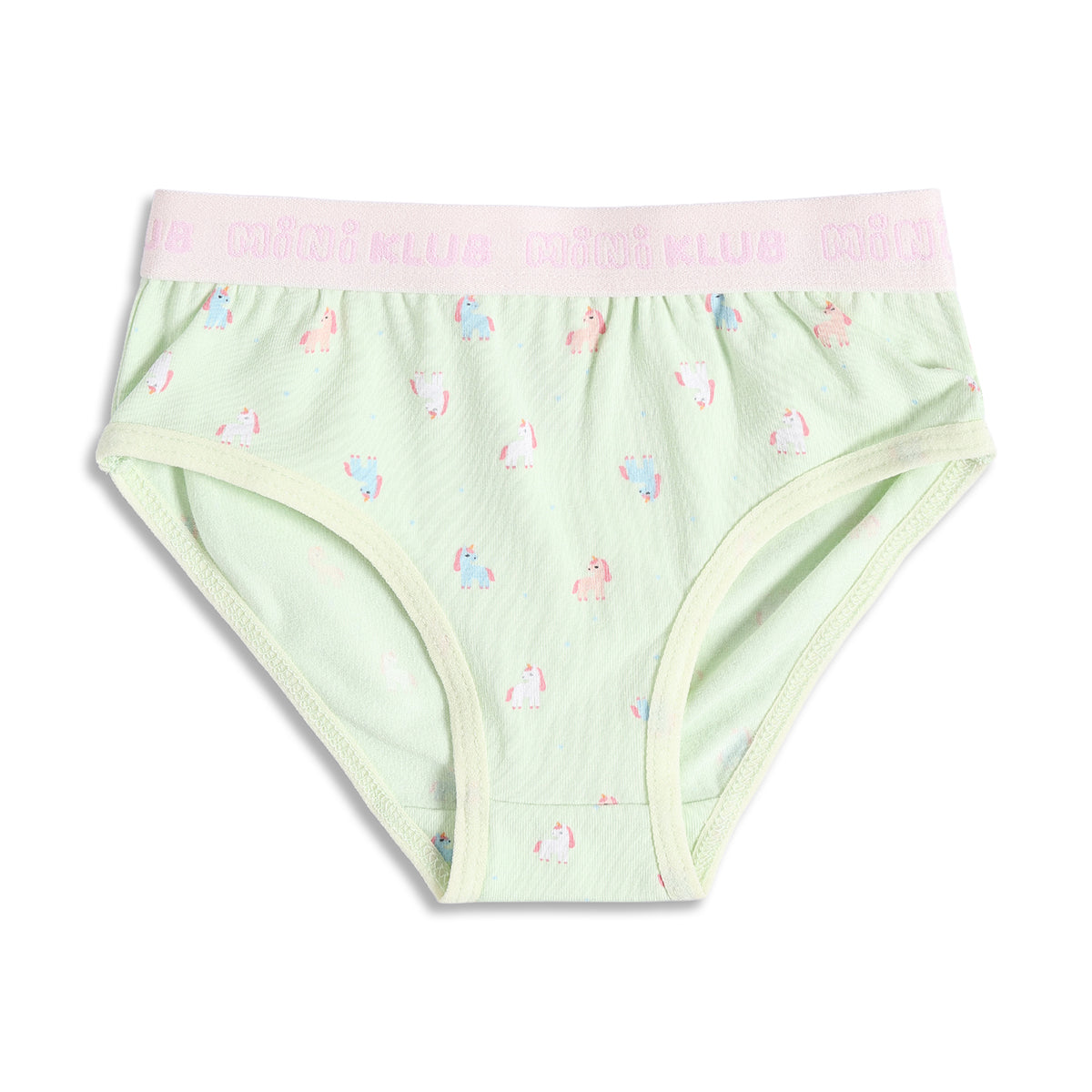 Baby Girls Printed and Solid Briefs Pack of 3, Pink Blue and Mint Green