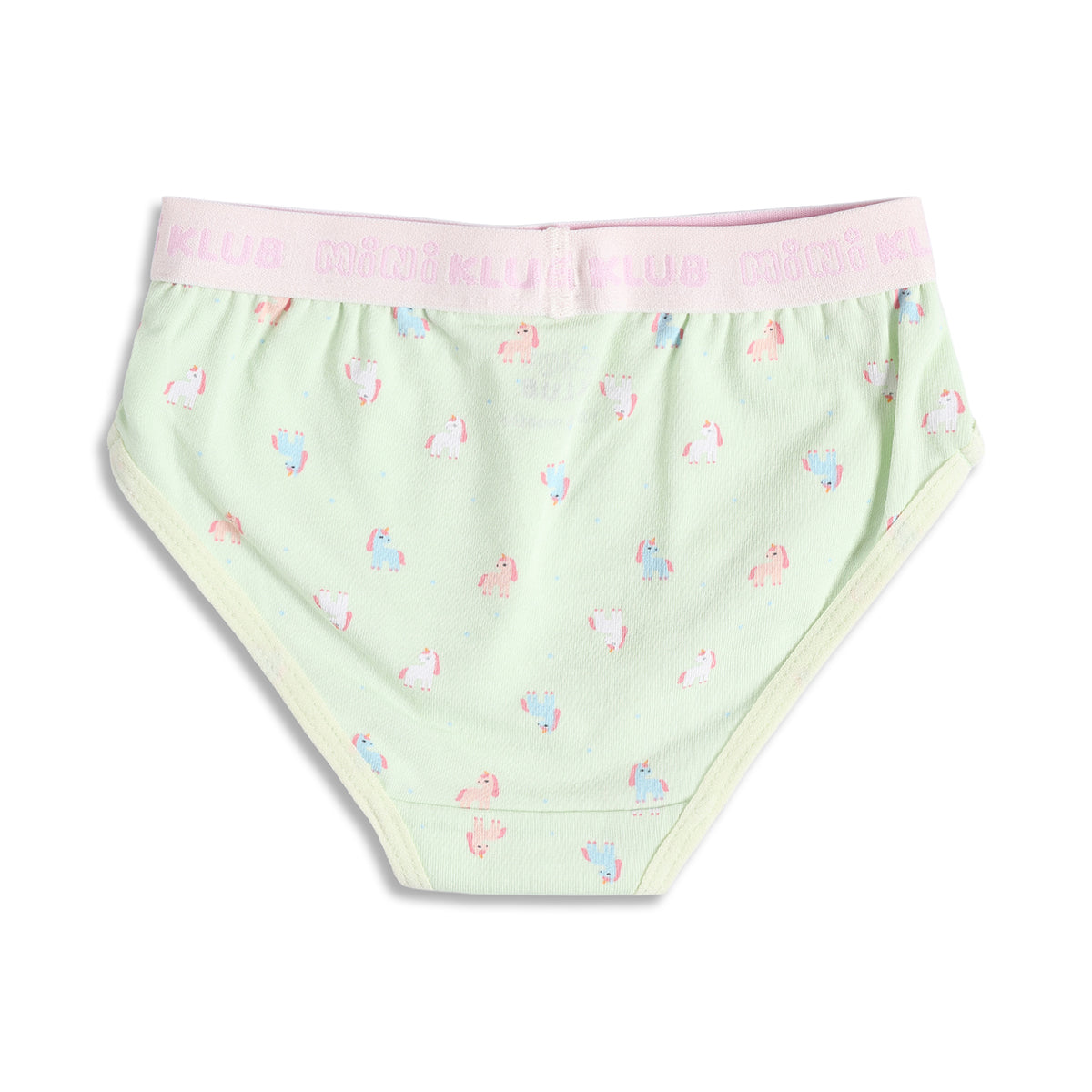 Baby Girls Printed and Solid Briefs Pack of 3, Pink Blue and Mint Green