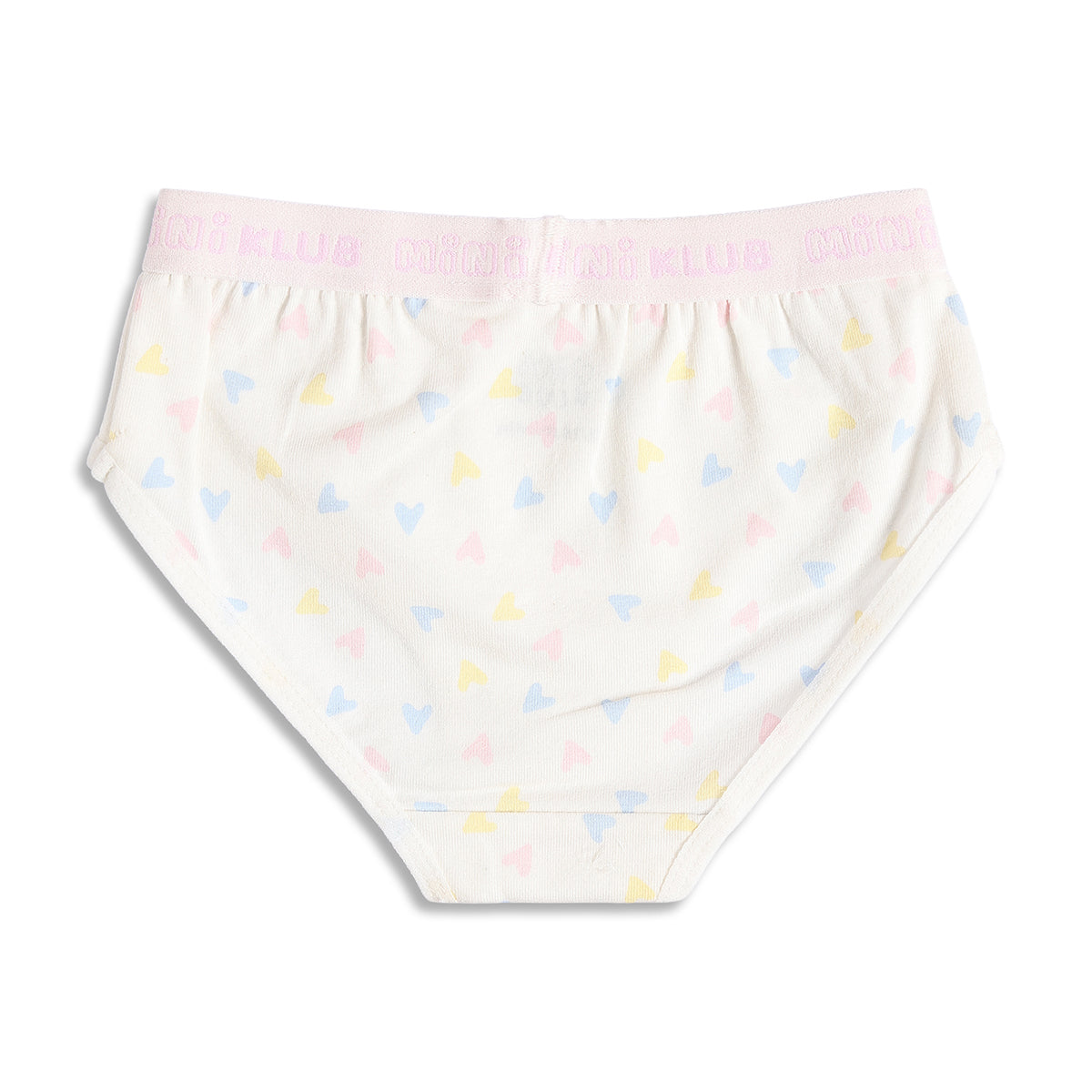 Baby Girls Heart Print and Solid Briefs Pack of 3, Pink and Cream