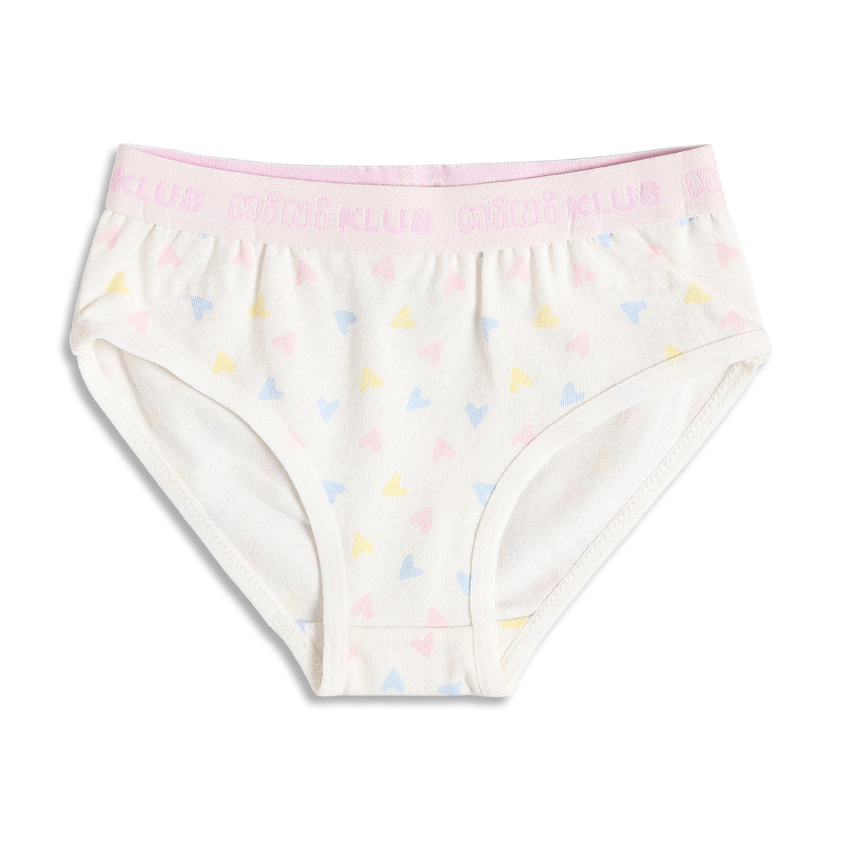 Baby Girls Heart Print and Solid Briefs Pack of 3, Pink and Cream