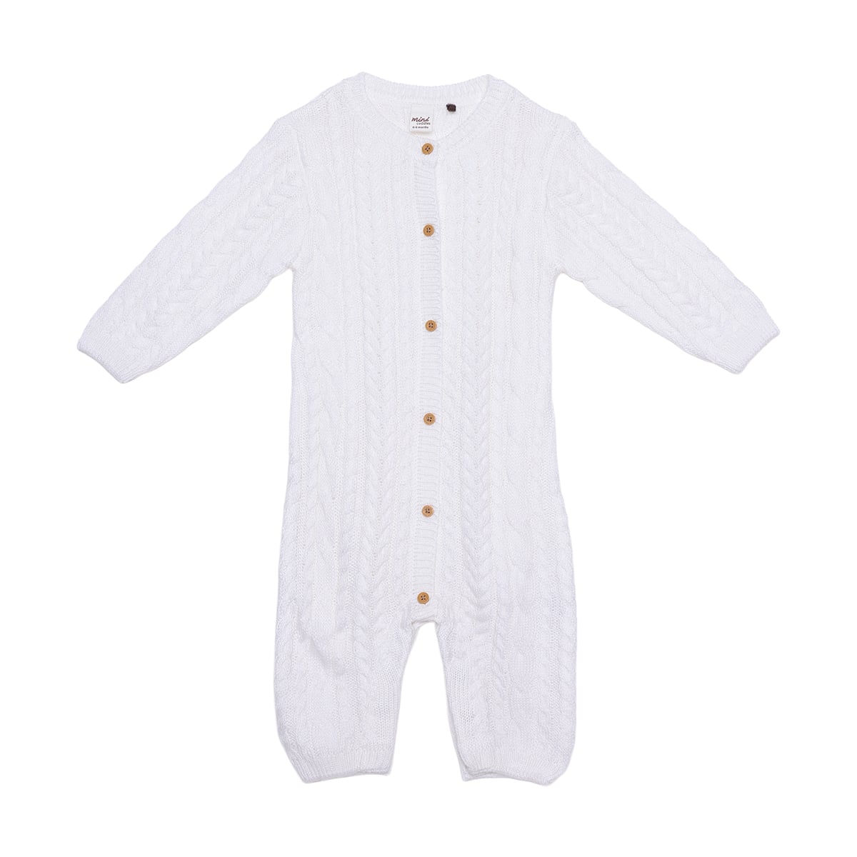 Baby Girls White Cotton Blend Cable Knit Romper Regular Fit Winter Wear