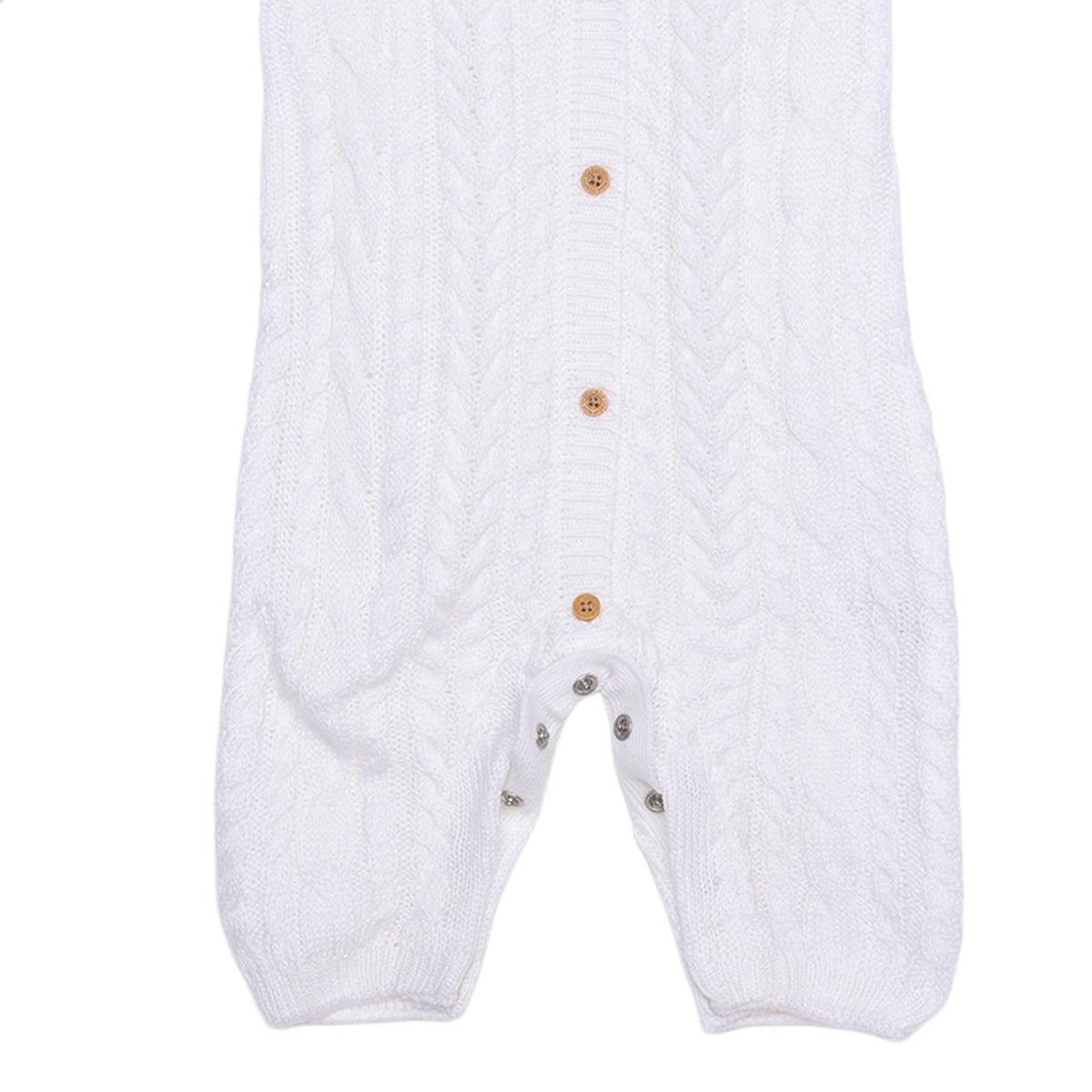 Baby Girls White Cotton Blend Cable Knit Romper Regular Fit Winter Wear