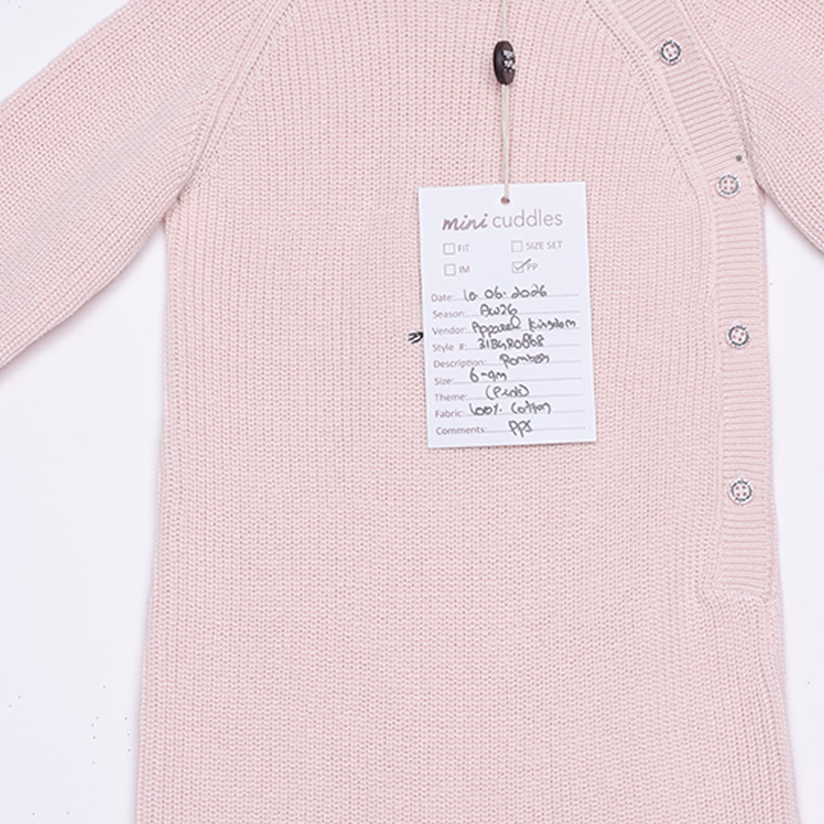 Baby Girls Pink Cotton Blend Bunny Embroidered Knit Romper Regular Fit Winter Wear