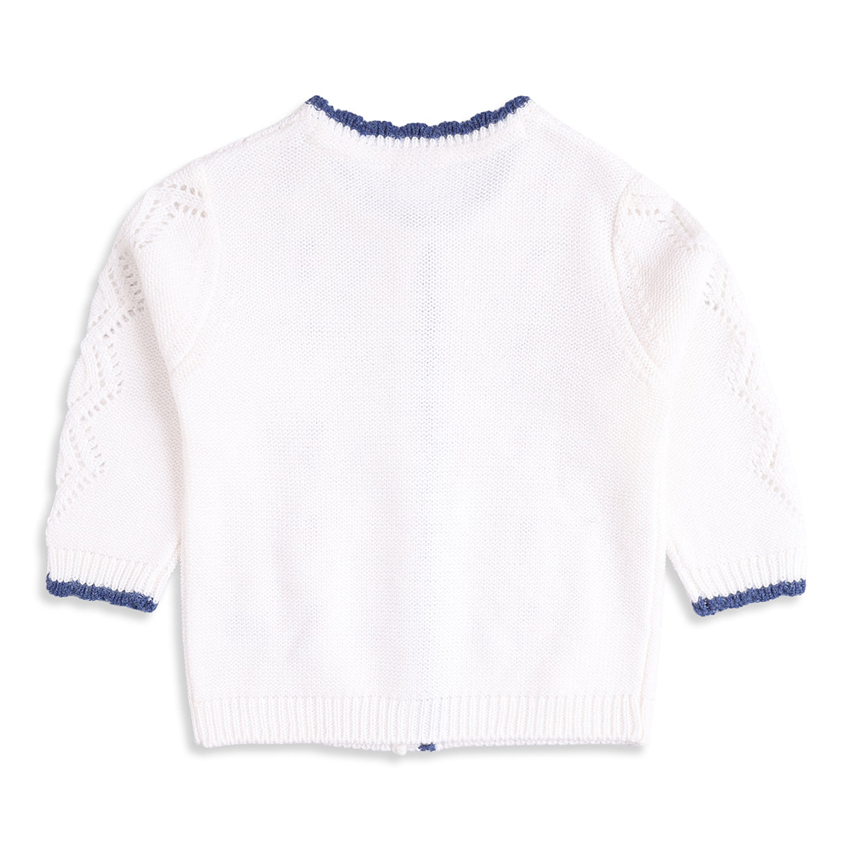 Baby Girls White Embroidered Knit Shrug Regular Fit.