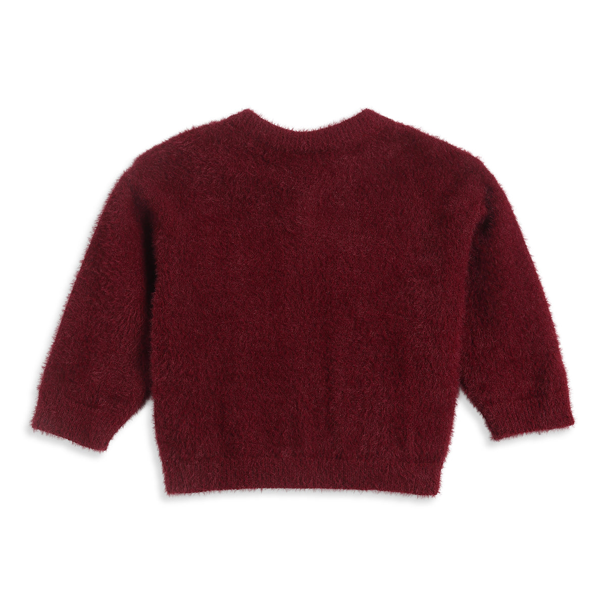 Baby Girls Maroon Fuzzy Knit Shrug Regular Fit