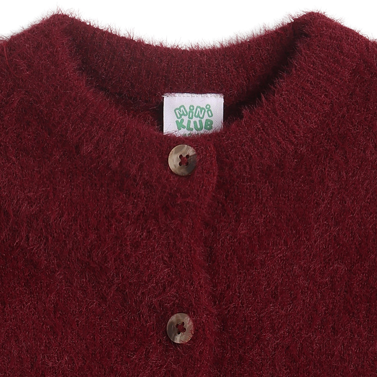 Baby Girls Maroon Fuzzy Knit Shrug Regular Fit