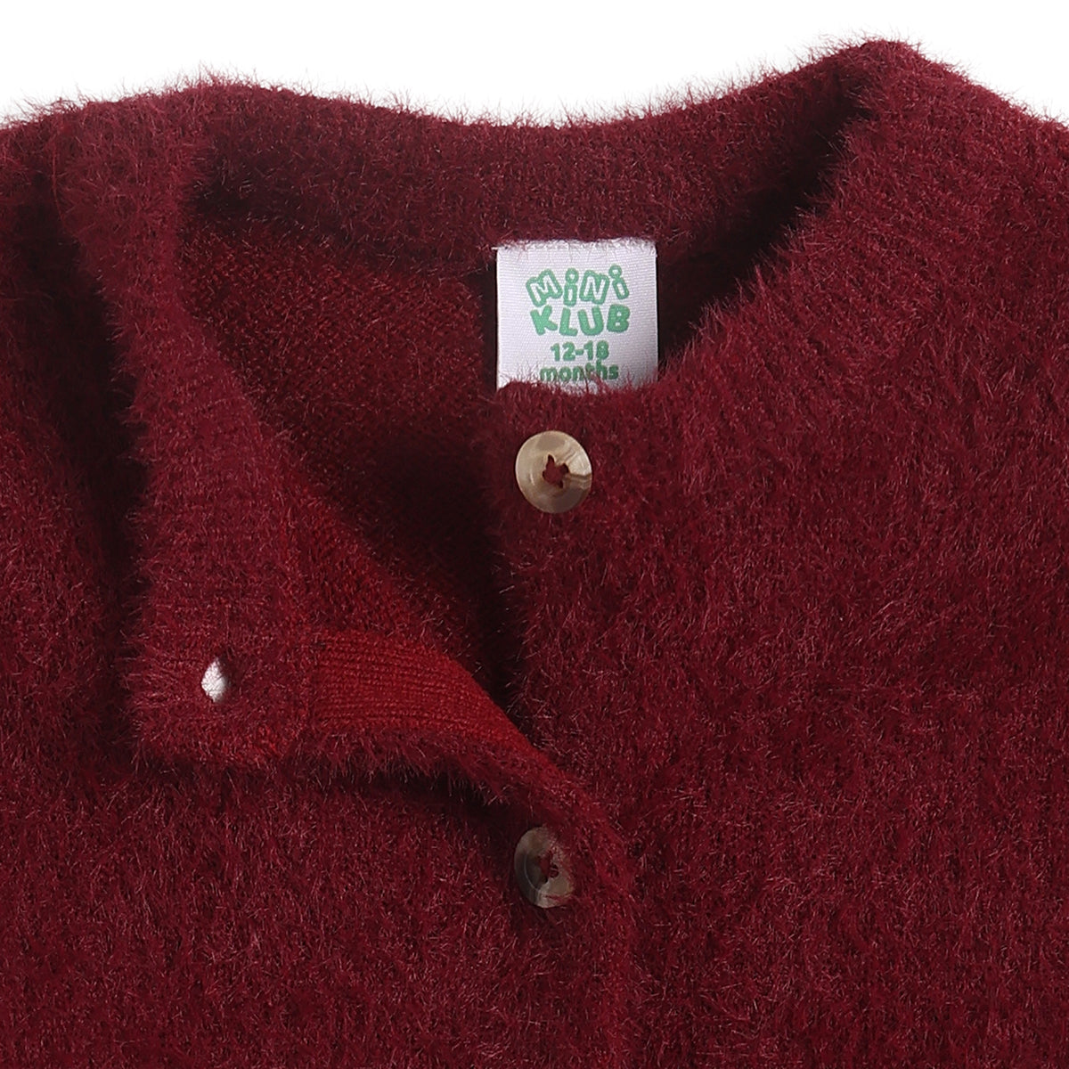 Baby Girls Maroon Fuzzy Knit Shrug Regular Fit