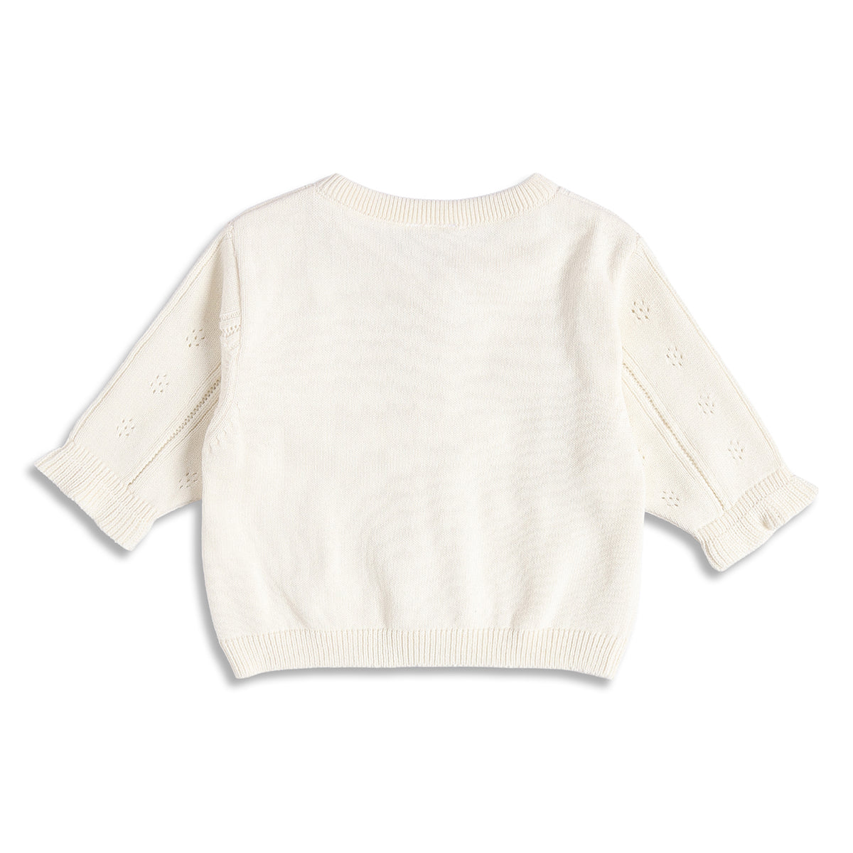 Baby Girls Cream Pointelle Knit Shrug Regular Fit.