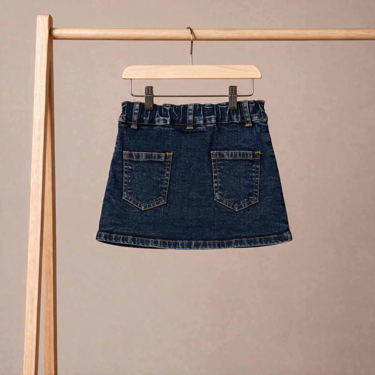 Baby Girls Navy Blue Denim Heart Applique Skirt Regular Fit Casual Wear