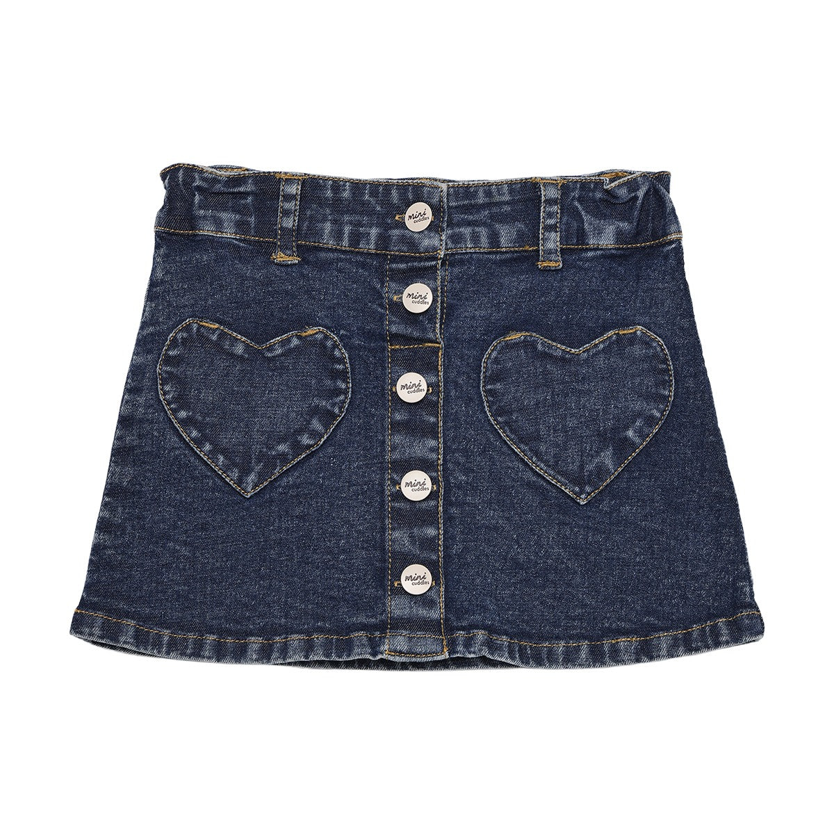 Baby Girls Navy Blue Denim Heart Applique Skirt Regular Fit Casual Wear