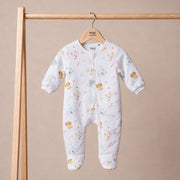 Baby Girls White Cotton Blend Animal Printed Sleepsuit Regular Fit Casual Wear