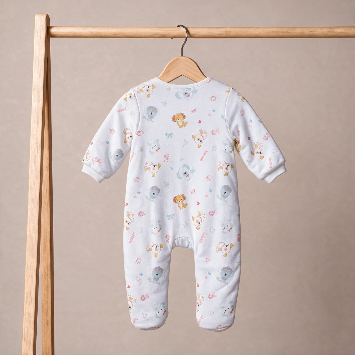 Baby Girls White Cotton Blend Animal Printed Sleepsuit Regular Fit Casual Wear