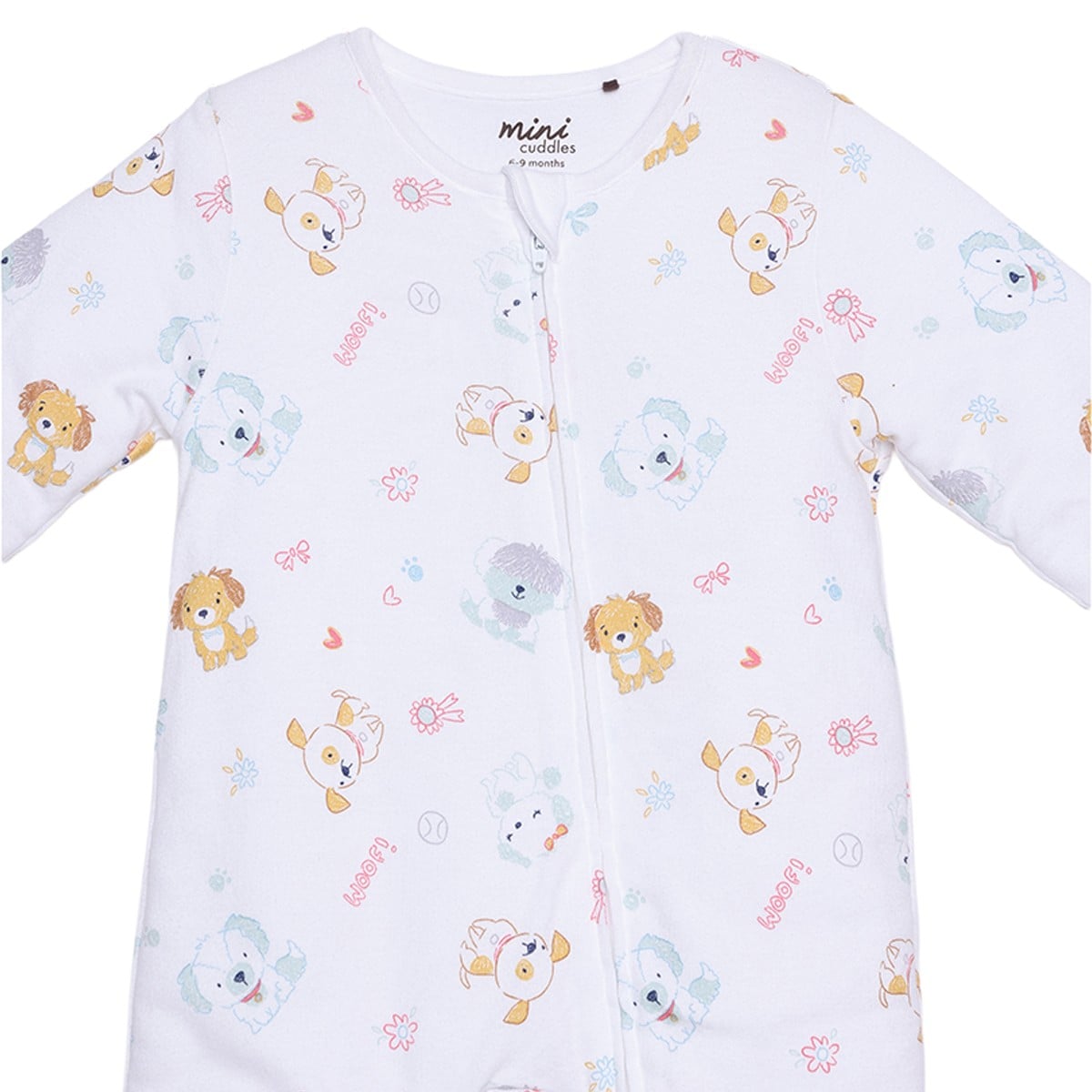 Baby Girls White Cotton Blend Animal Printed Sleepsuit Regular Fit Casual Wear